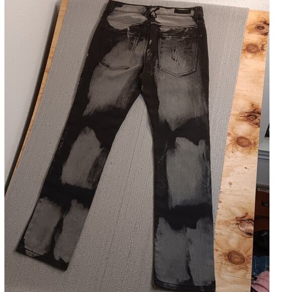 Thrill Denim & Supply Jeans Mens 33X32 Bleach Black Patches Grunge - Picture 9 of 15